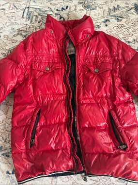 Moncler Boys 10 Shiny Red Puffer Jacket
